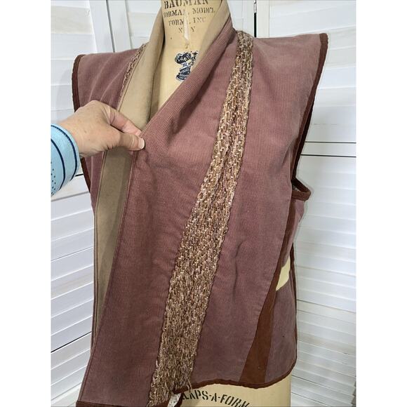 Vintage 70s Handmade Vest Boho Hippie Prairie Festival Open Front Large - Picture 5 of 8